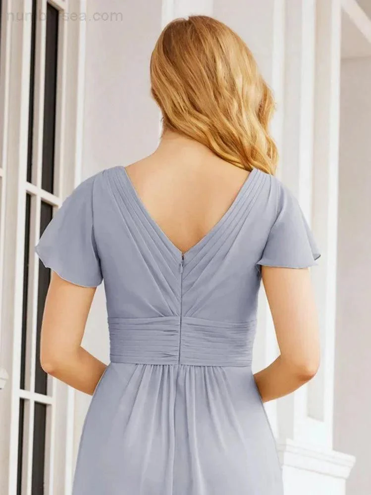 Numbersea Formal Prom Gowns for Mother of The Bride Cap Sleeves Bridesmaid Dress 28047 - Image 8