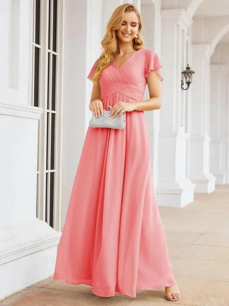 Numbersea Formal Prom Gowns for Mother of The Bride Cap Sleeves Bridesmaid Dress 28047 - Image 88