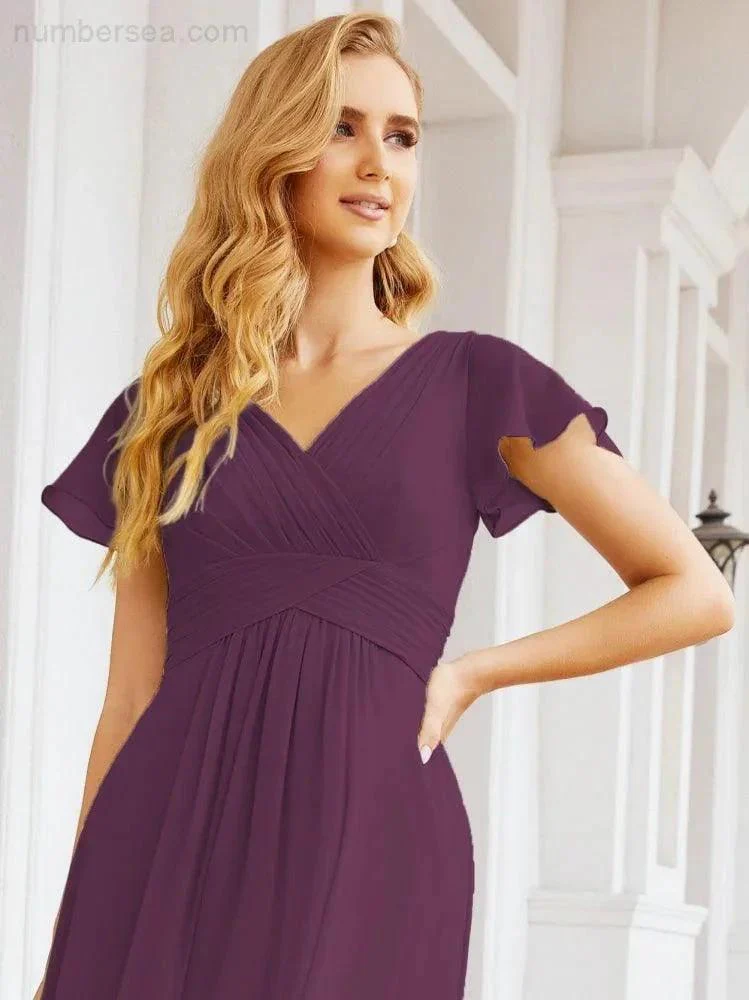 Numbersea Formal Prom Gowns for Mother of The Bride Cap Sleeves Bridesmaid Dress 28047 - Image 93