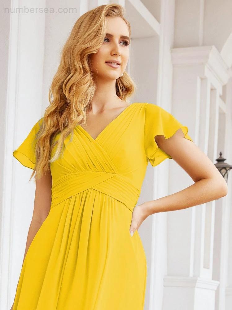 Numbersea Formal Prom Gowns for Mother of The Bride Cap Sleeves Bridesmaid Dress 28047 - Image 99