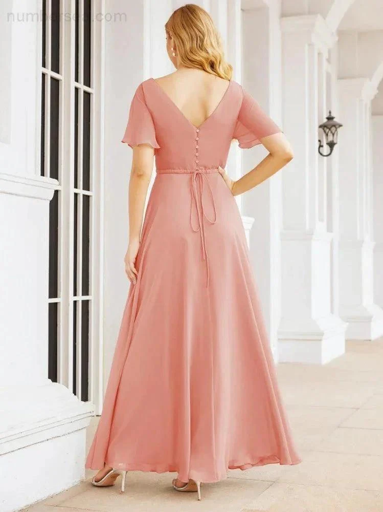 Numbersea Formal Prom Gowns for Mother of The Bride Short Sleeves Bridesmaid Dress 28049 - Image 12