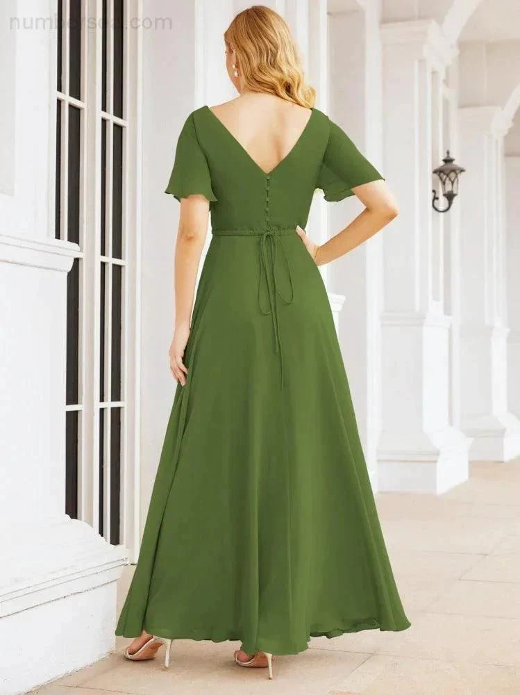Numbersea Formal Prom Gowns for Mother of The Bride Short Sleeves Bridesmaid Dress 28049 - Image 14