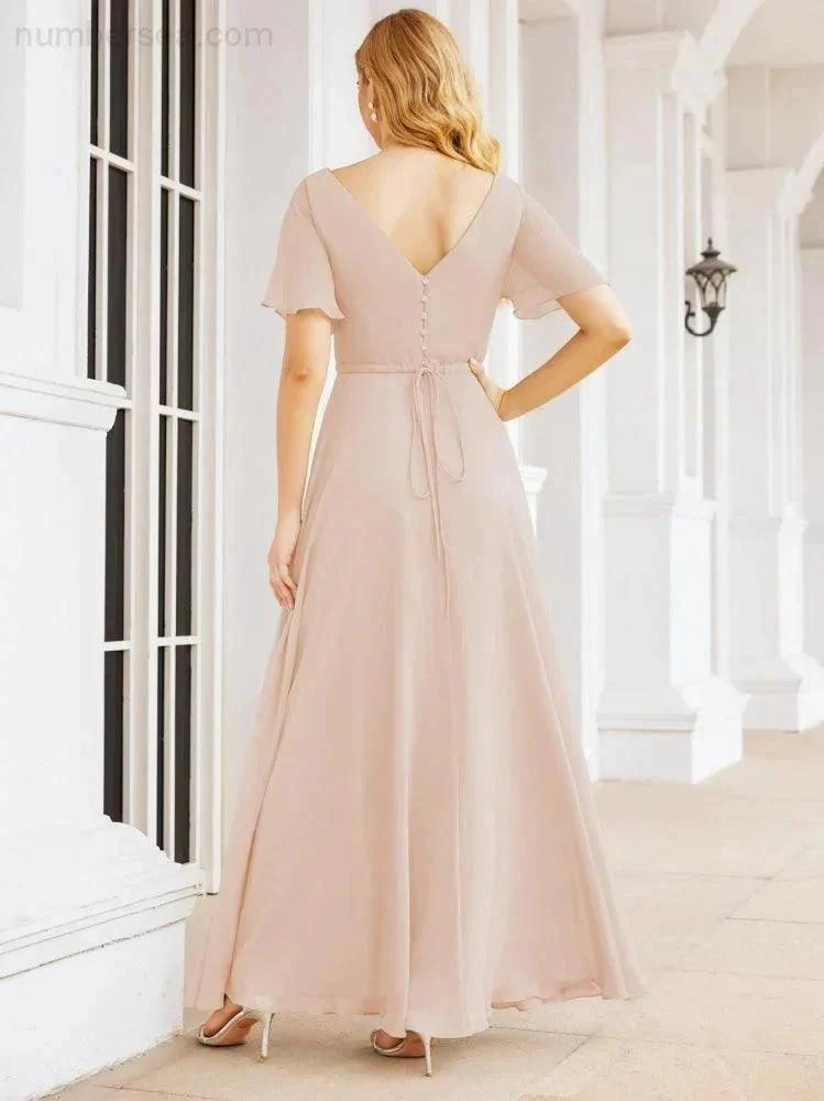 Numbersea Formal Prom Gowns for Mother of The Bride Short Sleeves Bridesmaid Dress 28049 - Image 16