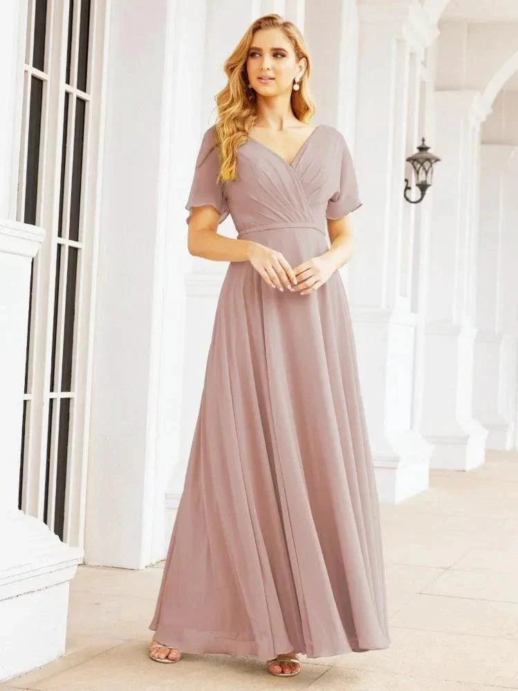 Numbersea Formal Prom Gowns for Mother of The Bride Short Sleeves Bridesmaid Dress 28049 - Image 17