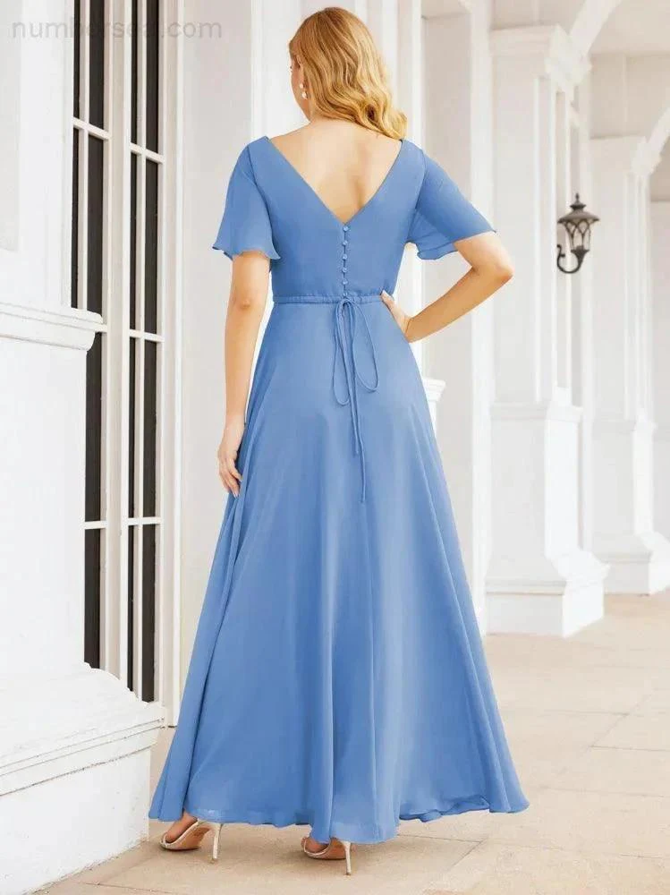 Numbersea Formal Prom Gowns for Mother of The Bride Short Sleeves Bridesmaid Dress 28049 - Image 20