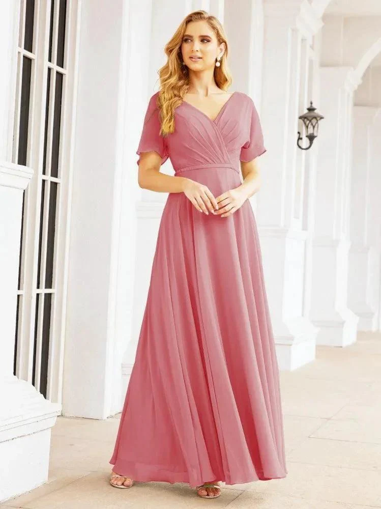 Numbersea Formal Prom Gowns for Mother of The Bride Short Sleeves Bridesmaid Dress 28049 - Image 21