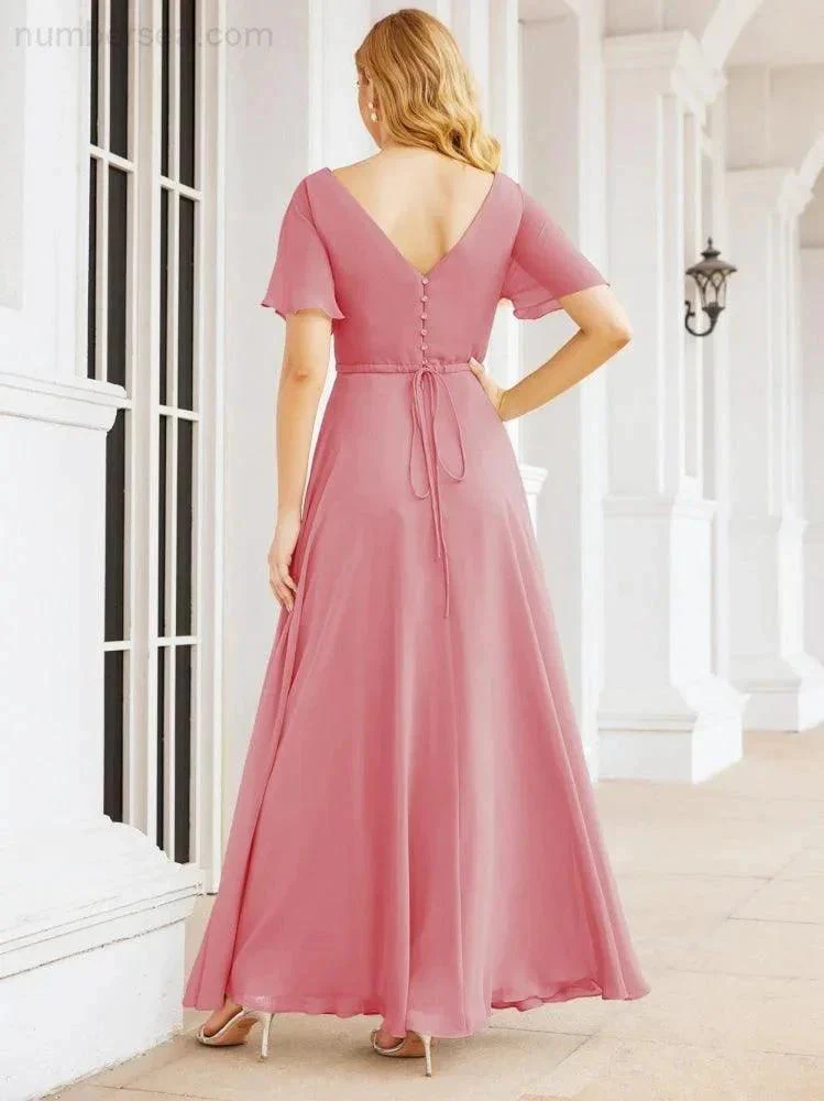 Numbersea Formal Prom Gowns for Mother of The Bride Short Sleeves Bridesmaid Dress 28049 - Image 22