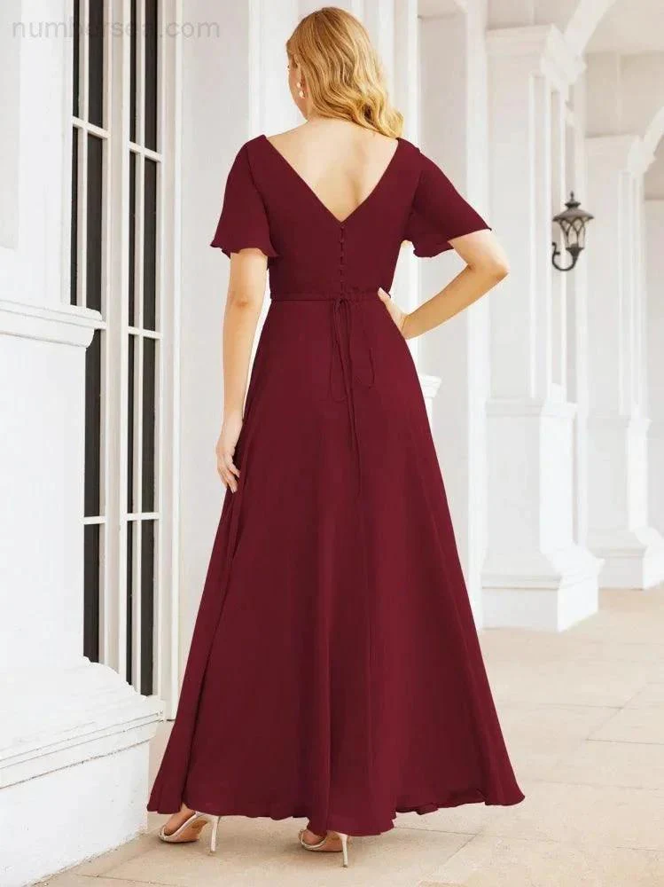 Numbersea Formal Prom Gowns for Mother of The Bride Short Sleeves Bridesmaid Dress 28049 - Image 24