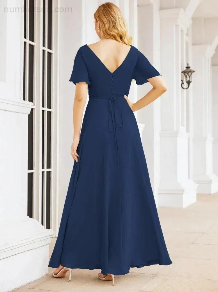 Numbersea Formal Prom Gowns for Mother of The Bride Short Sleeves Bridesmaid Dress 28049 - Image 26