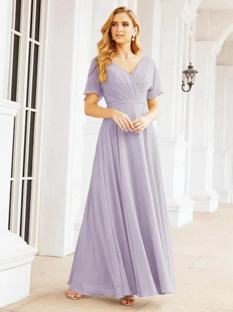 Numbersea Formal Prom Gowns for Mother of The Bride Short Sleeves Bridesmaid Dress 28049 - Image 27