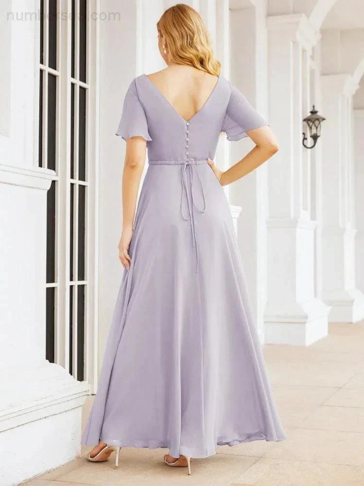 Numbersea Formal Prom Gowns for Mother of The Bride Short Sleeves Bridesmaid Dress 28049 - Image 28