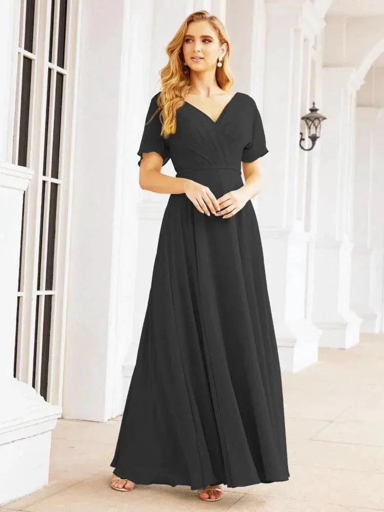 Numbersea Formal Prom Gowns for Mother of The Bride Short Sleeves Bridesmaid Dress 28049 - Image 29