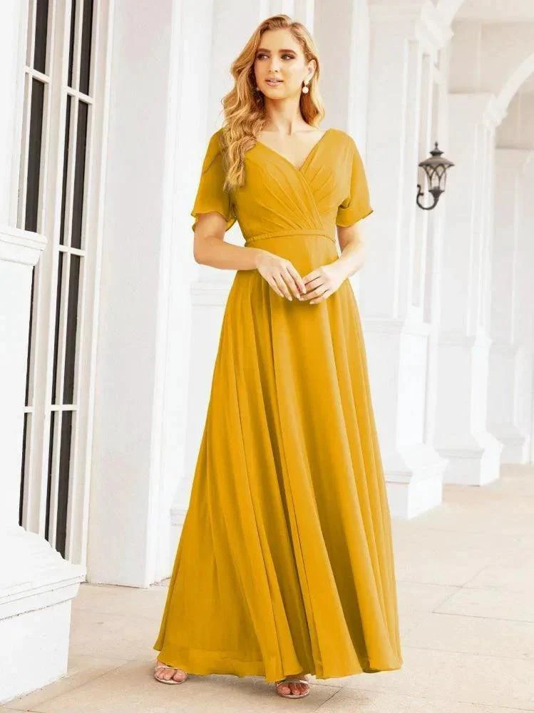 Numbersea Formal Prom Gowns for Mother of The Bride Short Sleeves Bridesmaid Dress 28049 - Image 3