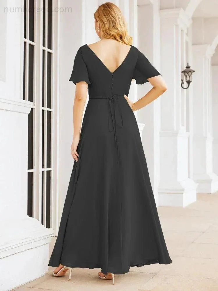 Numbersea Formal Prom Gowns for Mother of The Bride Short Sleeves Bridesmaid Dress 28049 - Image 30