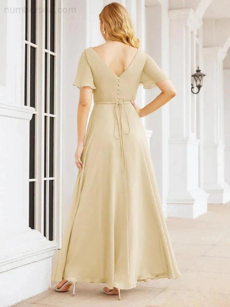 Numbersea Formal Prom Gowns for Mother of The Bride Short Sleeves Bridesmaid Dress 28049 - Image 32