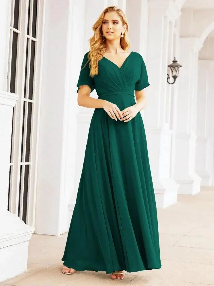 Numbersea Formal Prom Gowns for Mother of The Bride Short Sleeves Bridesmaid Dress 28049 - Image 33