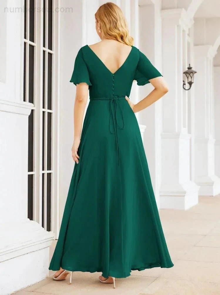 Numbersea Formal Prom Gowns for Mother of The Bride Short Sleeves Bridesmaid Dress 28049 - Image 34