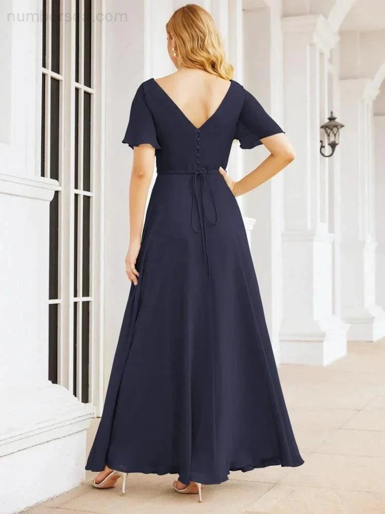 Numbersea Formal Prom Gowns for Mother of The Bride Short Sleeves Bridesmaid Dress 28049 - Image 36