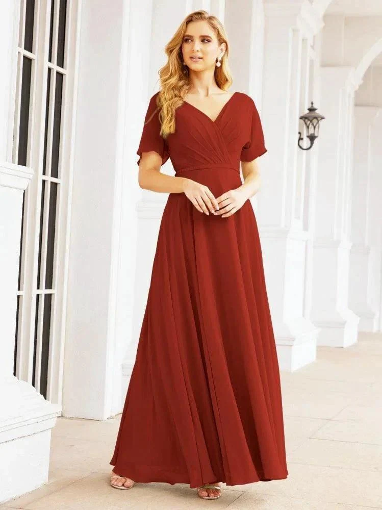 Numbersea Formal Prom Gowns for Mother of The Bride Short Sleeves Bridesmaid Dress 28049 - Image 37