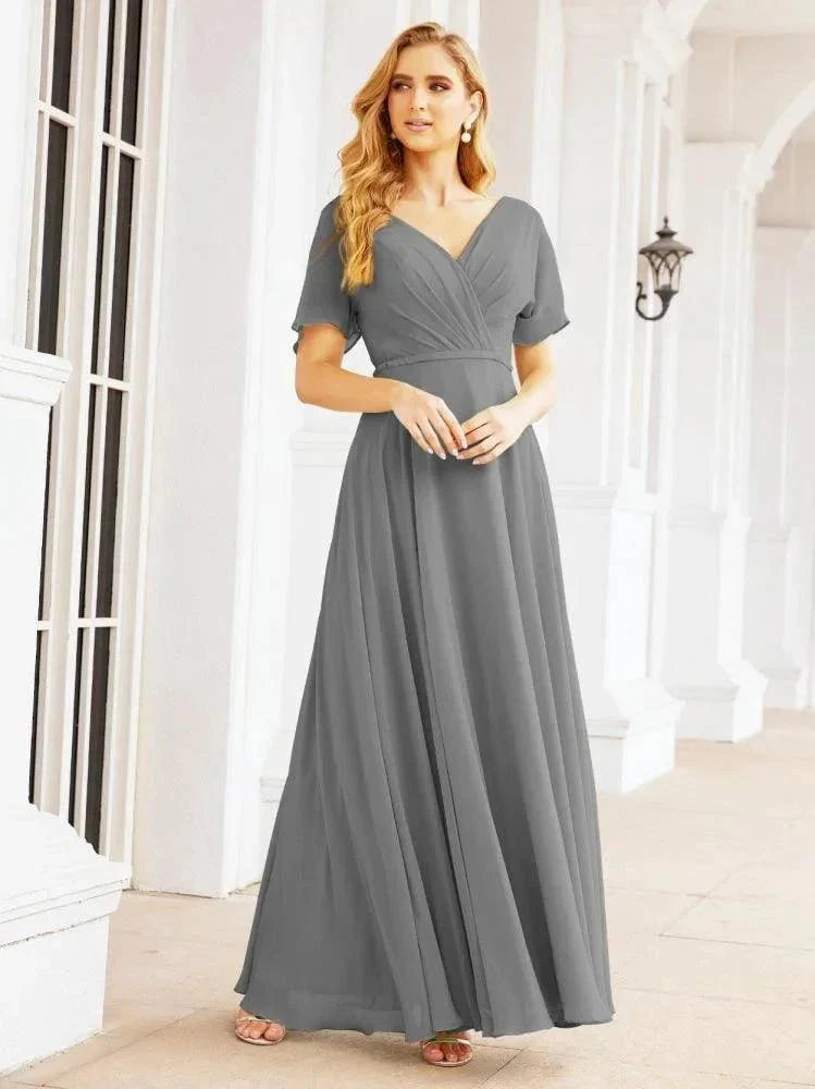 Numbersea Formal Prom Gowns for Mother of The Bride Short Sleeves Bridesmaid Dress 28049 - Image 39