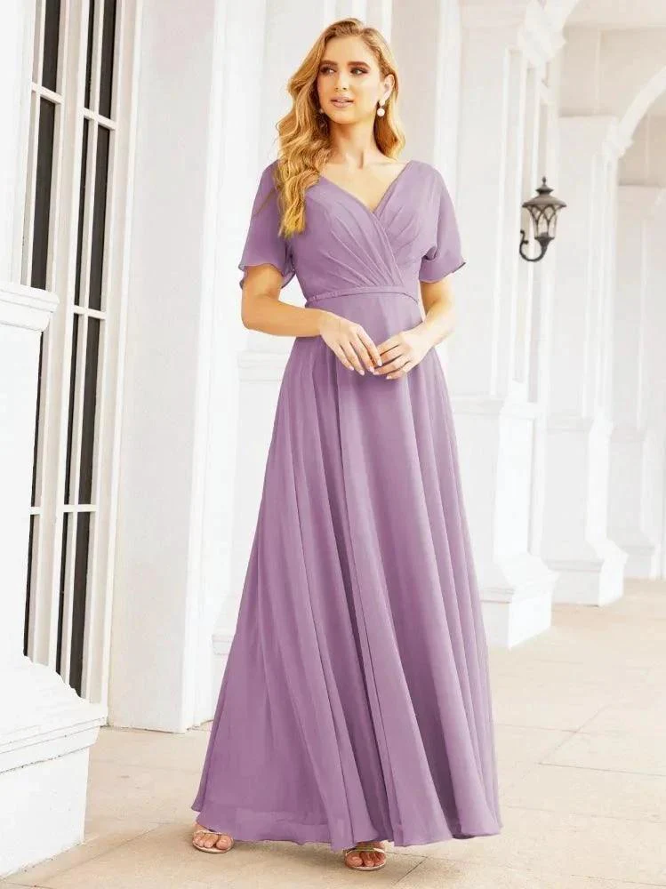 Numbersea Formal Prom Gowns for Mother of The Bride Short Sleeves Bridesmaid Dress 28049 - Image 41