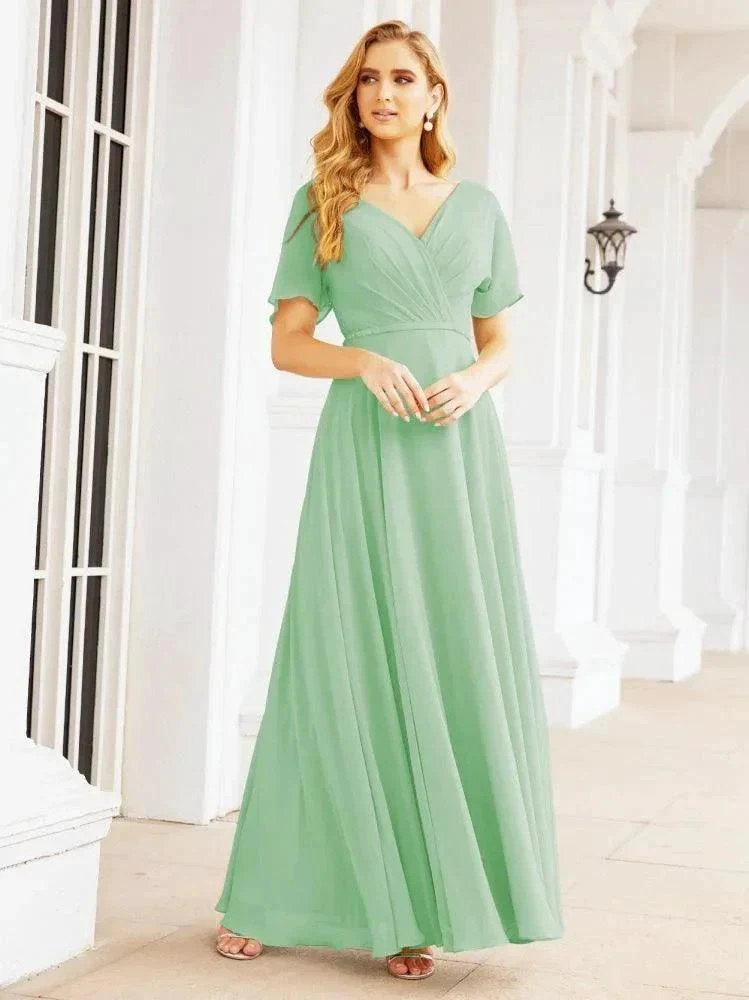 Numbersea Formal Prom Gowns for Mother of The Bride Short Sleeves Bridesmaid Dress 28049 - Image 43