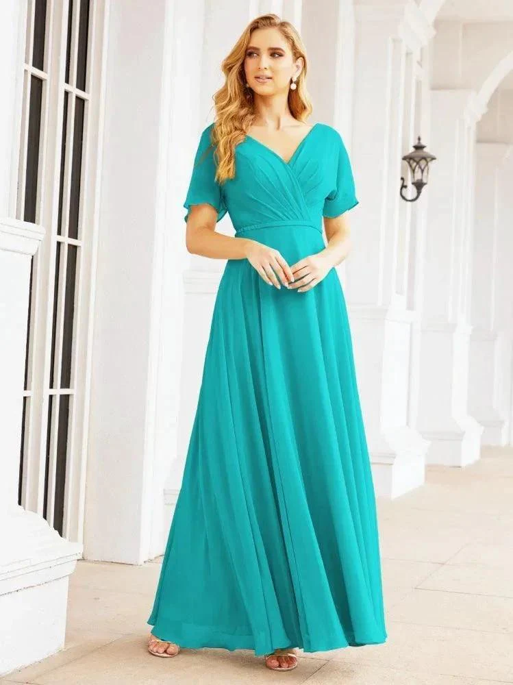 Numbersea Formal Prom Gowns for Mother of The Bride Short Sleeves Bridesmaid Dress 28049 - Image 45