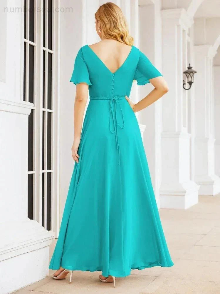 Numbersea Formal Prom Gowns for Mother of The Bride Short Sleeves Bridesmaid Dress 28049 - Image 46
