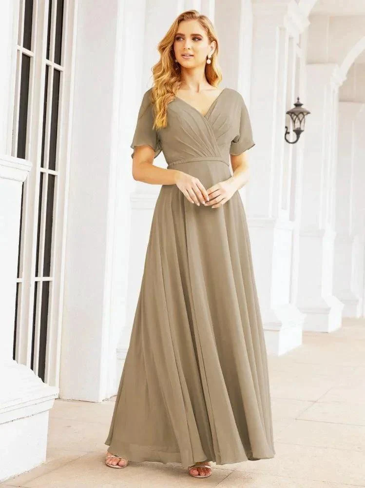 Numbersea Formal Prom Gowns for Mother of The Bride Short Sleeves Bridesmaid Dress 28049 - Image 47