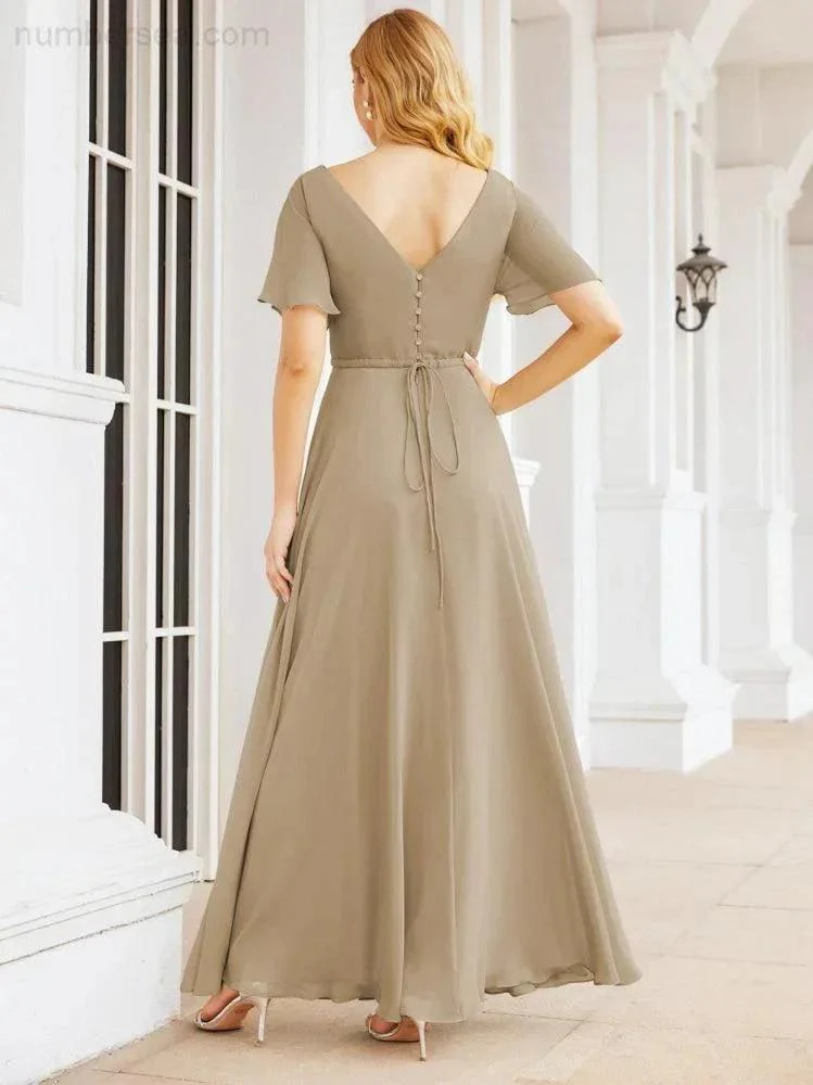 Numbersea Formal Prom Gowns for Mother of The Bride Short Sleeves Bridesmaid Dress 28049 - Image 48