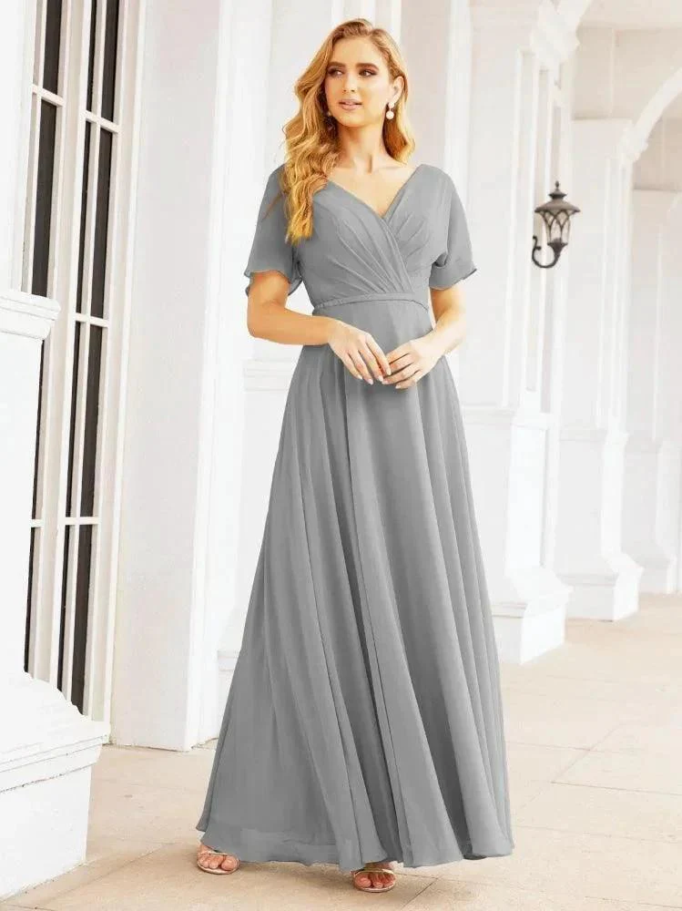Numbersea Formal Prom Gowns for Mother of The Bride Short Sleeves Bridesmaid Dress 28049 - Image 49