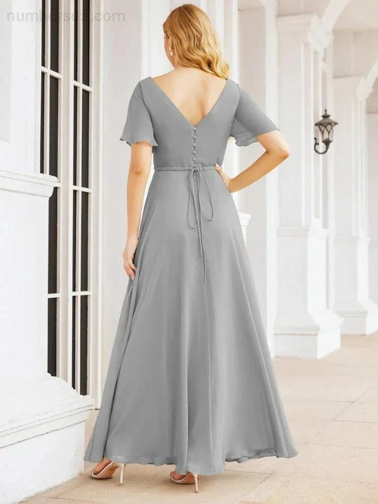 Numbersea Formal Prom Gowns for Mother of The Bride Short Sleeves Bridesmaid Dress 28049 - Image 50