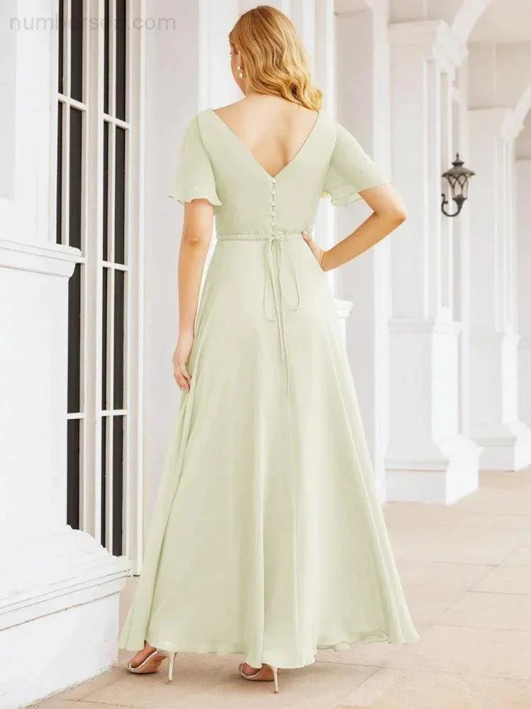 Numbersea Formal Prom Gowns for Mother of The Bride Short Sleeves Bridesmaid Dress 28049 - Image 52