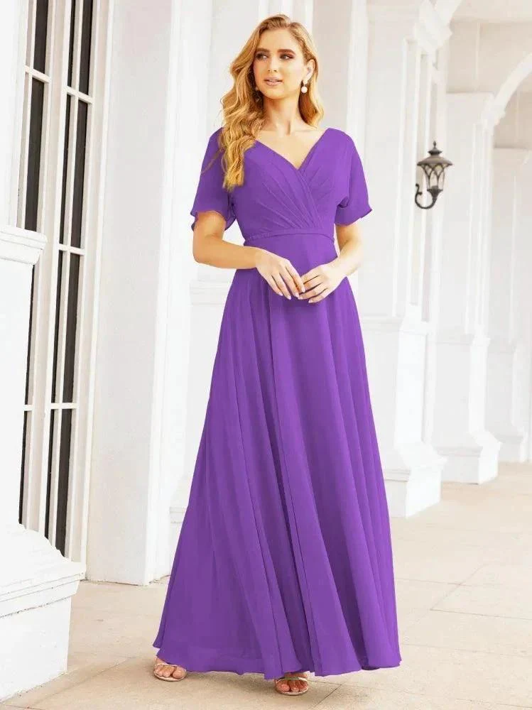 Numbersea Formal Prom Gowns for Mother of The Bride Short Sleeves Bridesmaid Dress 28049 - Image 55