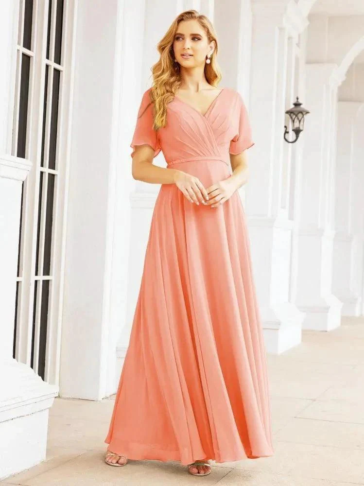 Numbersea Formal Prom Gowns for Mother of The Bride Short Sleeves Bridesmaid Dress 28049 - Image 57
