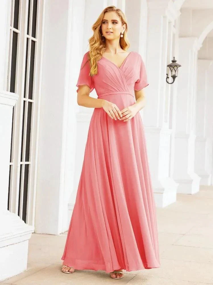 Numbersea Formal Prom Gowns for Mother of The Bride Short Sleeves Bridesmaid Dress 28049 - Image 59