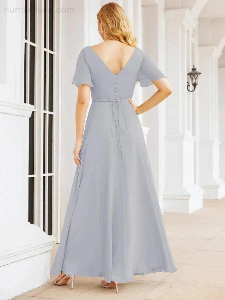 Numbersea Formal Prom Gowns for Mother of The Bride Short Sleeves Bridesmaid Dress 28049 - Image 6