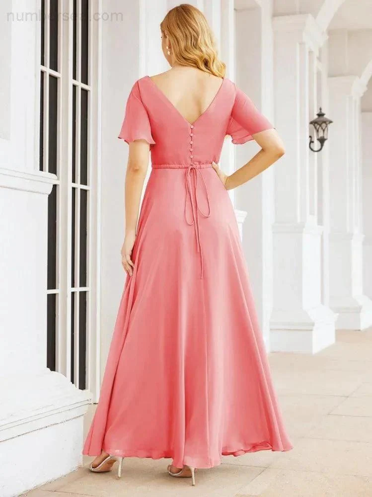 Numbersea Formal Prom Gowns for Mother of The Bride Short Sleeves Bridesmaid Dress 28049 - Image 60