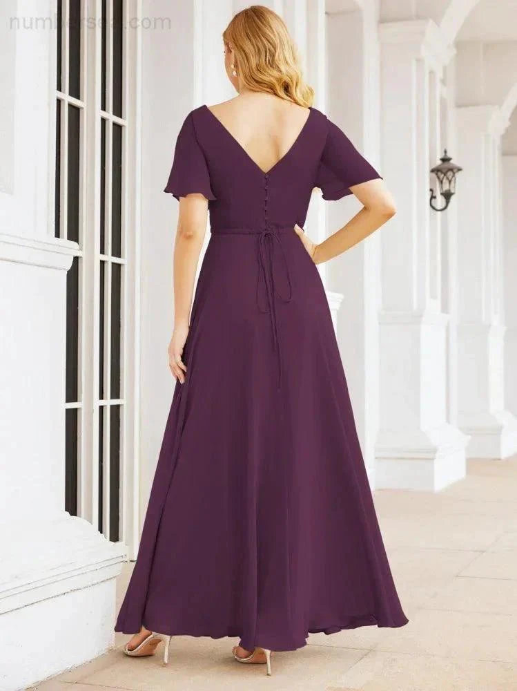 Numbersea Formal Prom Gowns for Mother of The Bride Short Sleeves Bridesmaid Dress 28049 - Image 62