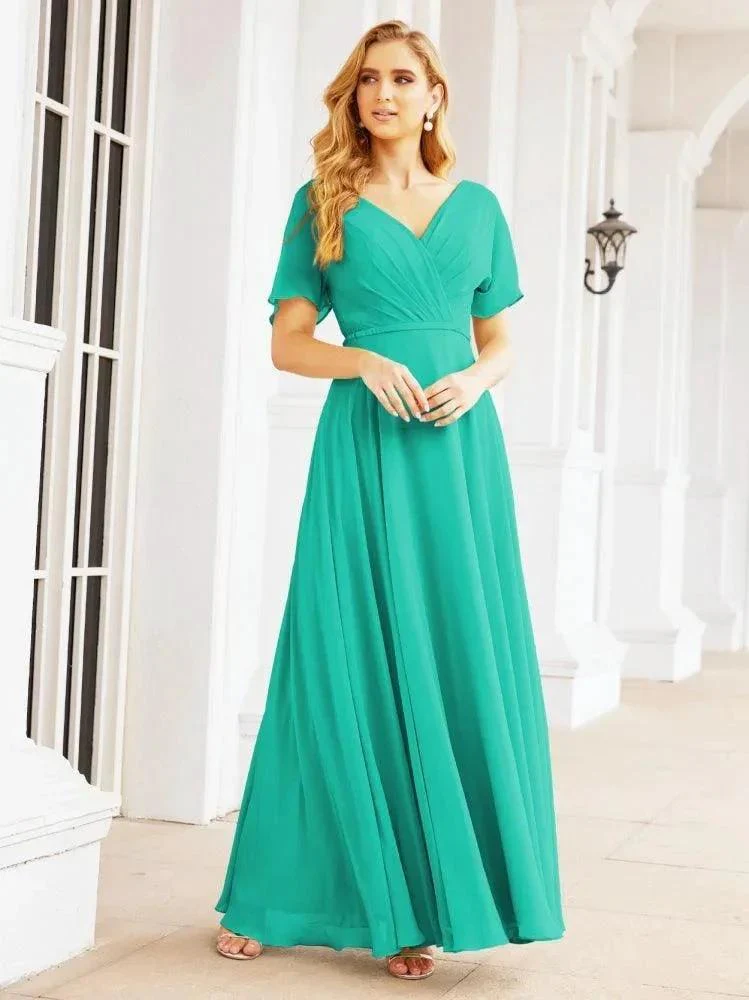 Numbersea Formal Prom Gowns for Mother of The Bride Short Sleeves Bridesmaid Dress 28049 - Image 63