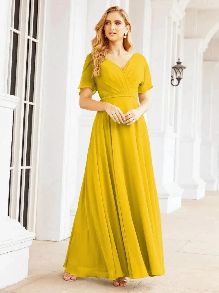 Numbersea Formal Prom Gowns for Mother of The Bride Short Sleeves Bridesmaid Dress 28049 - Image 65
