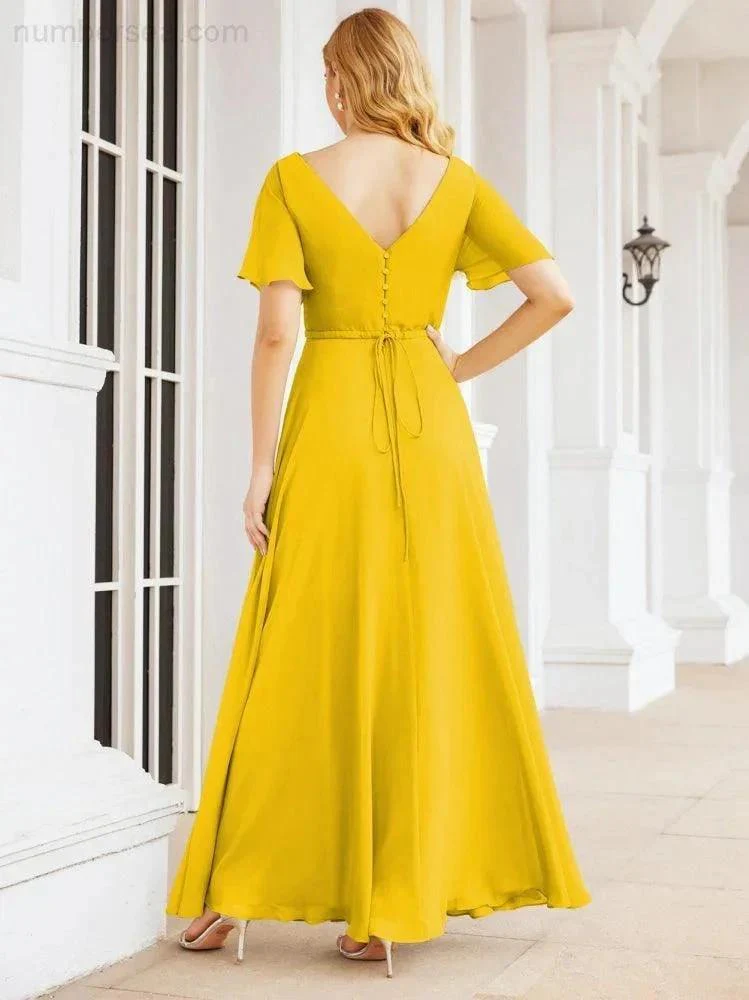 Numbersea Formal Prom Gowns for Mother of The Bride Short Sleeves Bridesmaid Dress 28049 - Image 66