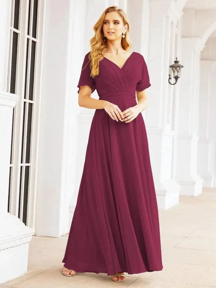 Numbersea Formal Prom Gowns for Mother of The Bride Short Sleeves Bridesmaid Dress 28049 - Image 67