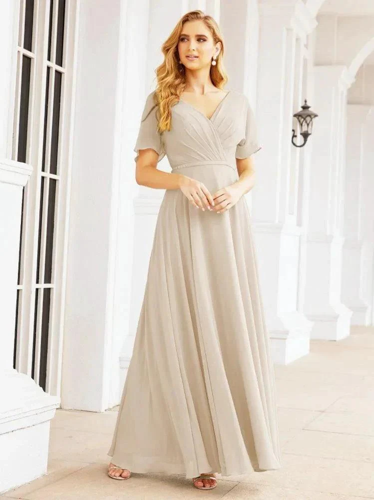Numbersea Formal Prom Gowns for Mother of The Bride Short Sleeves Bridesmaid Dress 28049 - Image 69