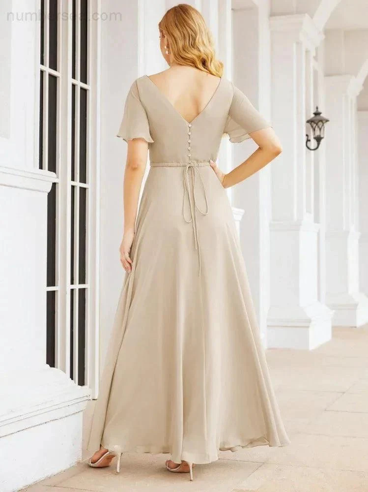 Numbersea Formal Prom Gowns for Mother of The Bride Short Sleeves Bridesmaid Dress 28049 - Image 70