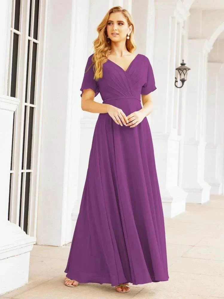 Numbersea Formal Prom Gowns for Mother of The Bride Short Sleeves Bridesmaid Dress 28049 - Image 71