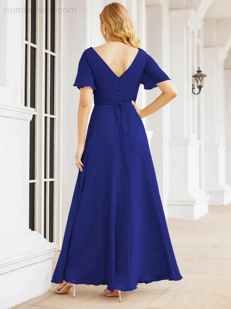 Numbersea Formal Prom Gowns for Mother of The Bride Short Sleeves Bridesmaid Dress 28049 - Image 74