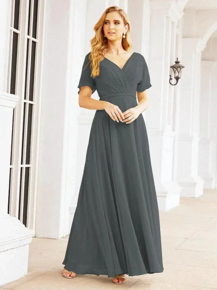 Numbersea Formal Prom Gowns for Mother of The Bride Short Sleeves Bridesmaid Dress 28049 - Image 75
