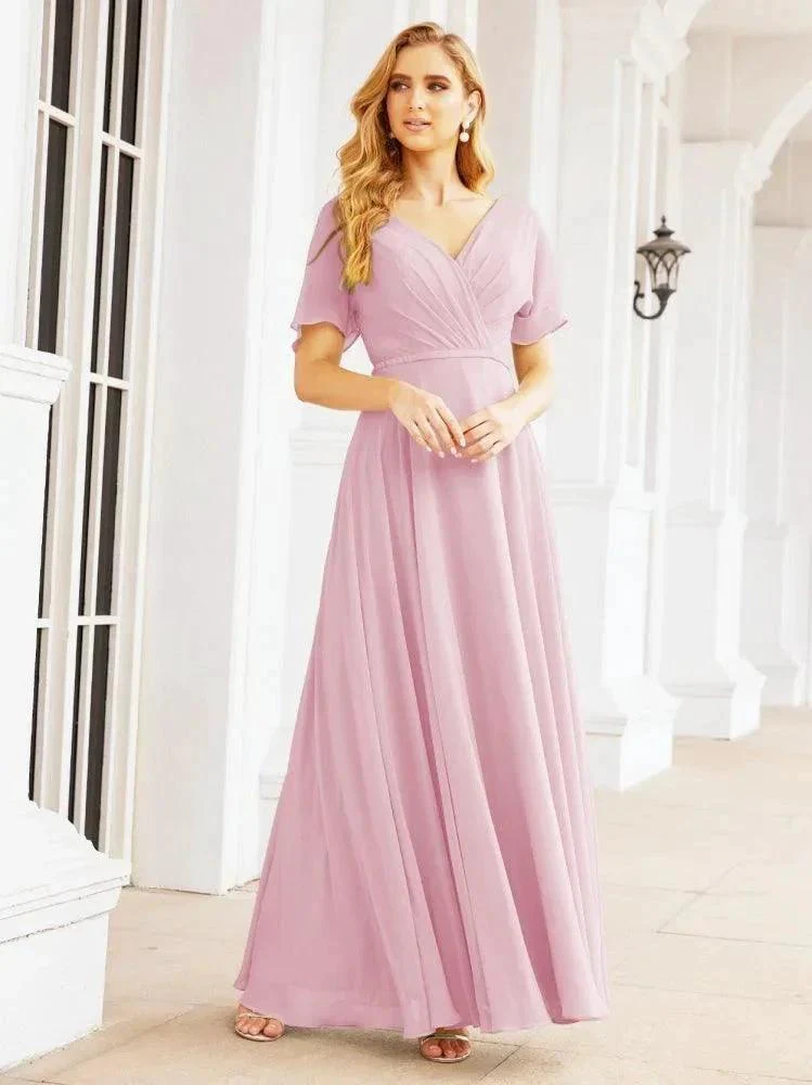 Numbersea Formal Prom Gowns for Mother of The Bride Short Sleeves Bridesmaid Dress 28049 - Image 77