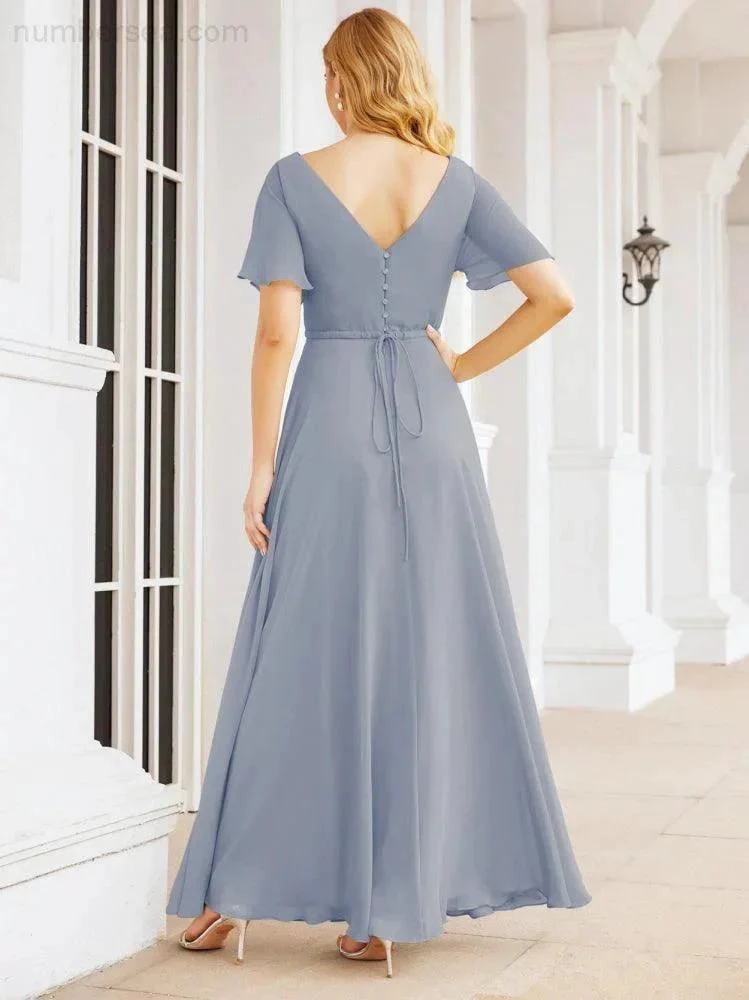 Numbersea Formal Prom Gowns for Mother of The Bride Short Sleeves Bridesmaid Dress 28049 - Image 8